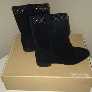 Michael by Michael Kors Black suede studded boots